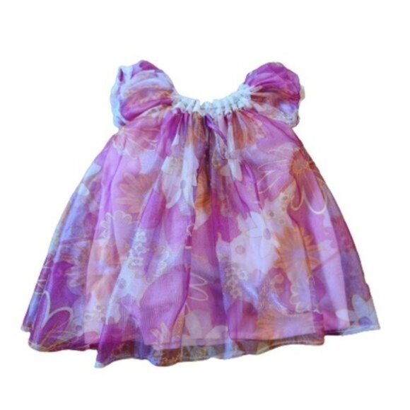 Vintage 60s Pink Chiffon Baby Girl Dress MCM 1960s Handmade Party Formal - Picture 10 of 10